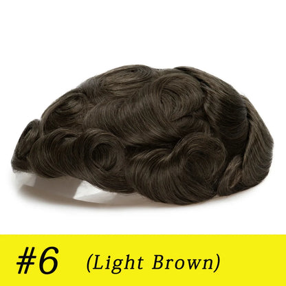 Ultra Thin Skin 0.03mm Men’s Toupee Human Hair Wig – Natural Hair Replacement System Lightweight Male Hairpiece