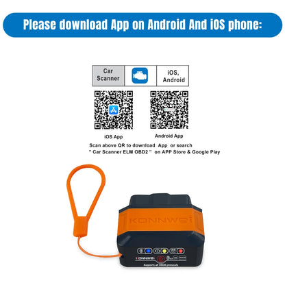 KONNWEI KW906 OBD2 Scanner – Bluetooth 5.0 ELM327 V1.5 Car Diagnostic Tool & Code Reader for Android/iOS