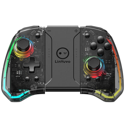 LinYuvo KS40 Transparent Wireless Joy-Pad – 8 Color LED Controller with Turbo Function for Switch/NS OLED & Lite
