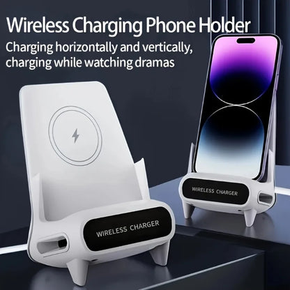 Wireless Charger with Speaker - Desktop Phone Holder Stand for iPhone, Samsung & Xiaomi