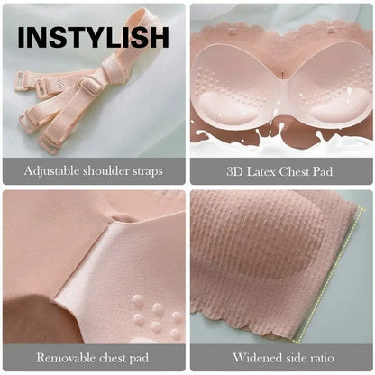 Women’s Seamless Strapless Bralette – Wireless Push-Up Tube Top Bra, Invisible Support Lingerie for Wedding & Everyday Wear