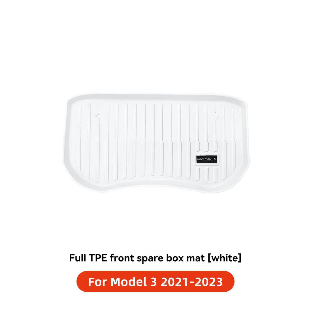 YZ TPE White Foot Pad — Fully-Surrounded Floor Liner for Tesla Model 3 & Model Y (2021–2025) | Waterproof, Non-Slip