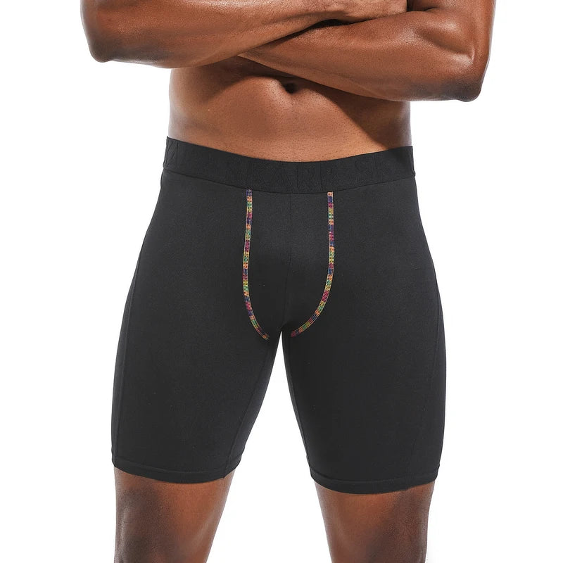 Men’s Long Boxer Briefs – Fashion Polyester Stretch Underwear, Comfortable Sexy Fit Performance Boxer Shorts for Men