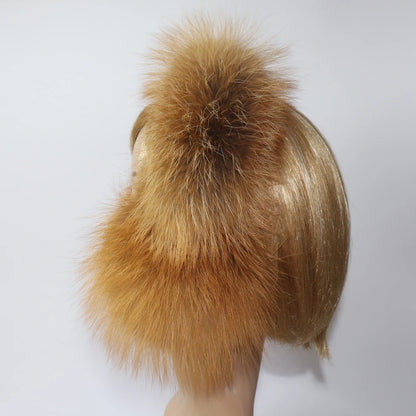 Real Fox & Raccoon Fur Earmuffs – Warm Winter Ear Warmer for Women and Girls, Plush Genuine Fur Accessory