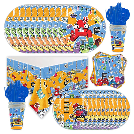 Alphabet Lore Birthday Party Decoration Set – Latex Balloons, Photo Backdrop Banner, Cake Topper & Number Letter Supplies for Kids Party Decor