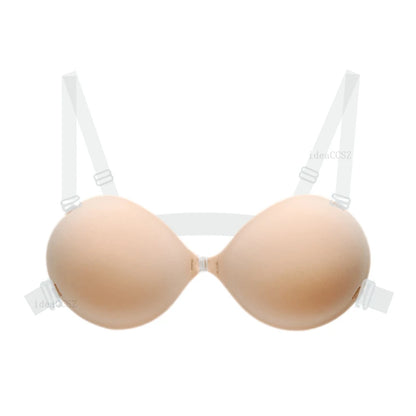 5CM Thick Women’s Invisible Push-Up Bra – Backless Adhesive Lingerie with Transparent Strap for Wedding & Small Bust Lift