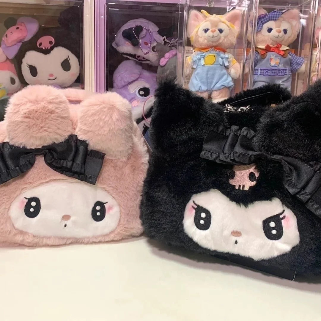 Kawaii Sanrio Plush Kuromi Melody Make-Up Cosmetic Bag - Cartoon Large Capacity Storage Handbag for Girls - Cute Gift Idea