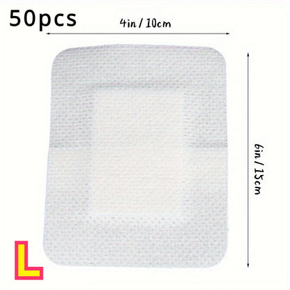 50-Piece Large Wound Dressing Bandages - Hypoallergenic Non-Woven Adhesive First Aid Pads, 6 × 7 cm