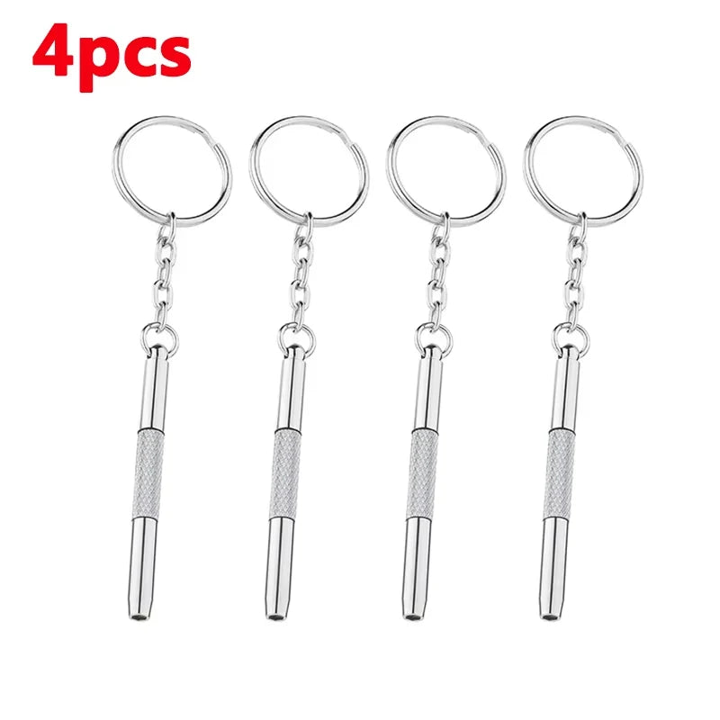 Mini 3-in-1 Glasses Screwdriver Kit | Multifunction Spectacle, Sunglass & Watch Repair Set with Keychain
