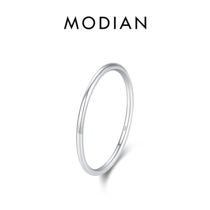 MODIAN 925 Sterling Silver Stackable Ring – Classic Wave Geometric Finger Ring, Fashion Jewelry for Women