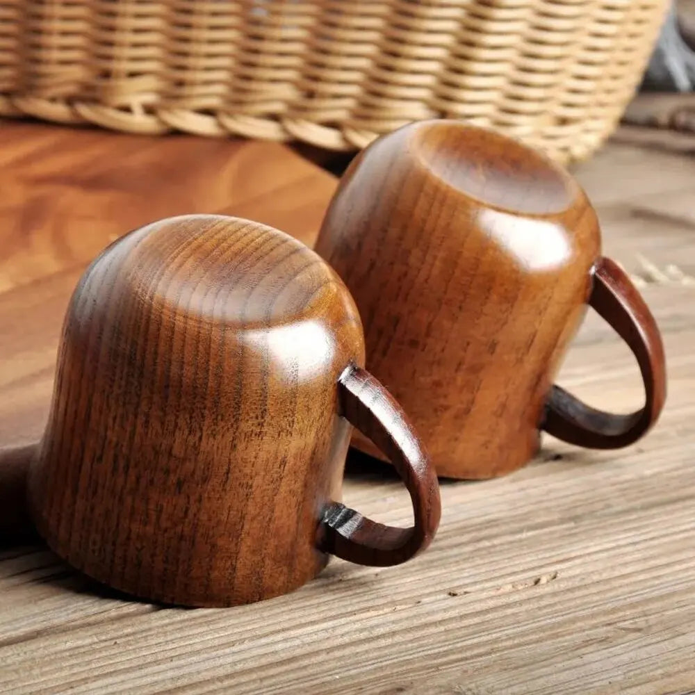 130ml Wooden Cup with Handle: Solid Wood Tea Cup - Sour Jujube Trumpet Cup for Kitchen or Living Room
