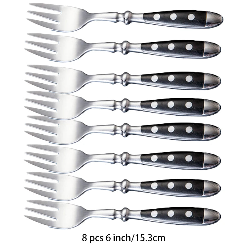 Classic Elegant Stainless Steel Cutlery Set – Fork, Spoon, Knife & Teaspoon Full Dining Steak Dinnerware Collection