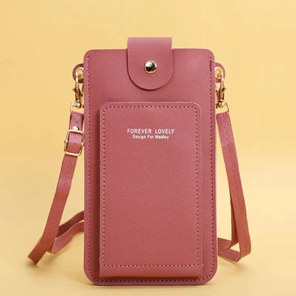 Women's Soft Leather Wallet Crossbody Bag – Touch Screen Phone Purse with Shoulder Strap