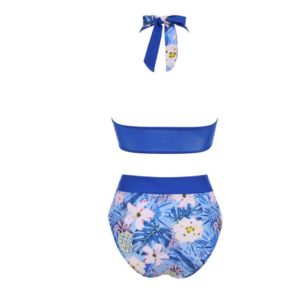 Floral Colour Block High Waist Bikini – Women's Two-Piece Swimsuit Teen Beachwear 2024 Trend