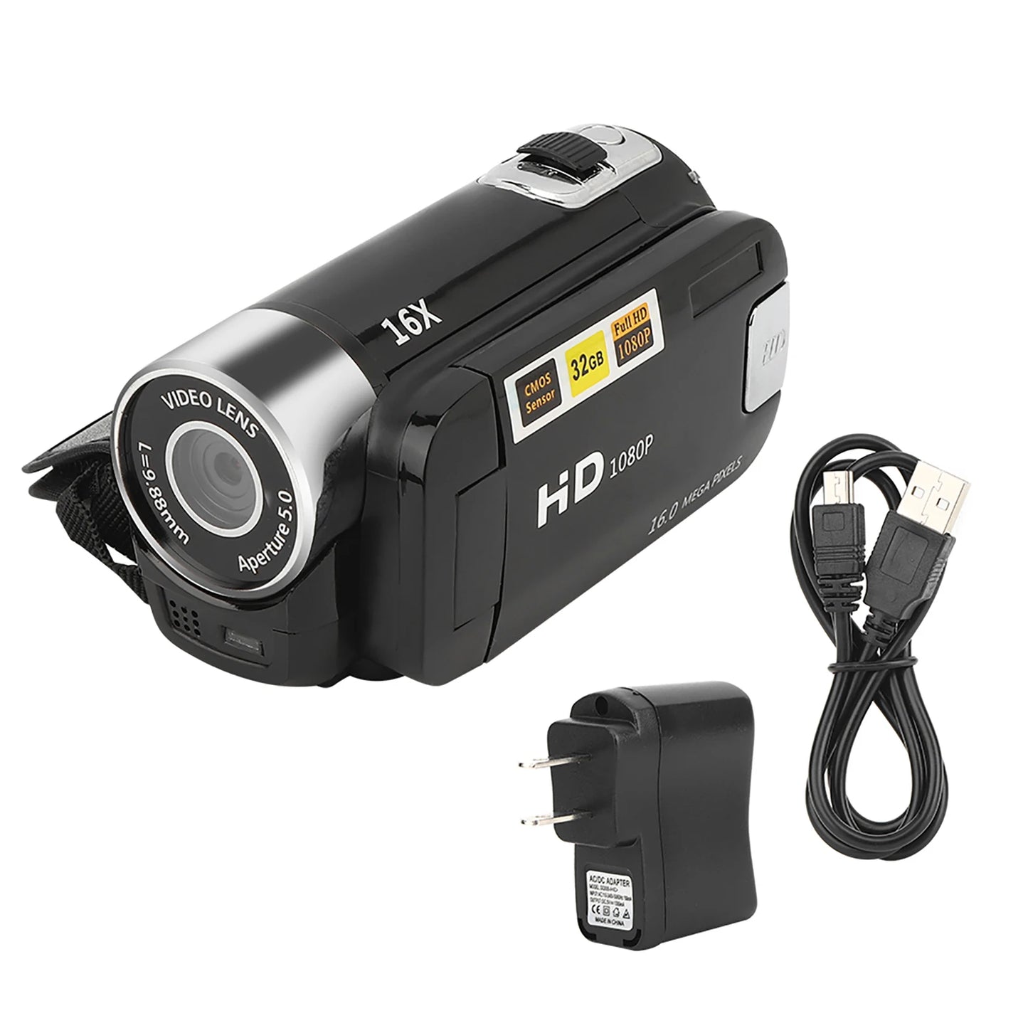 DH-90 16X Digital Zoom Camcorder – 2.7" Color Display, HD Image & Video Shooting, 110-240V