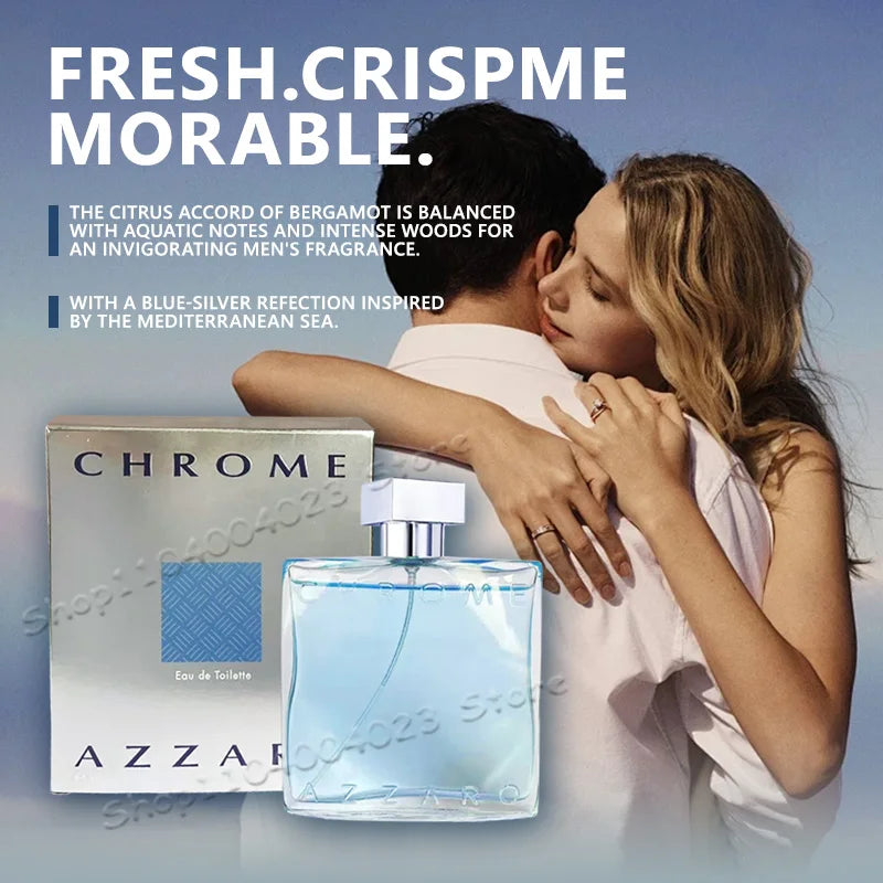 Azzaro Chrome Eau de Toilette 100ml — Fresh Aquatic Citrus Woody Musk Men's Cologne, Luxury Fragrance for Men