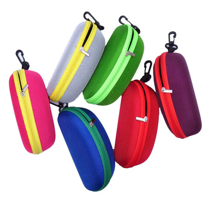 KLASSNUM Portable EVA Glasses Case - Colorful Sunglasses Hard Case with Zipper, Carabiner Hook, Eyeglasses Protector Box Holder