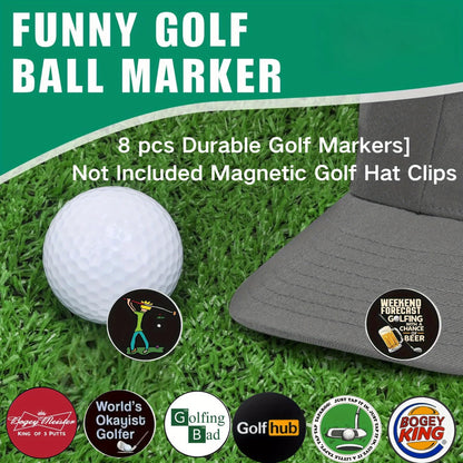8-Piece Happy Gilmore Golf Ball Marker Set - Funny Golf Accessories and Gift for Men, Golfers, Birthdays, Retirement, and Father’s Day