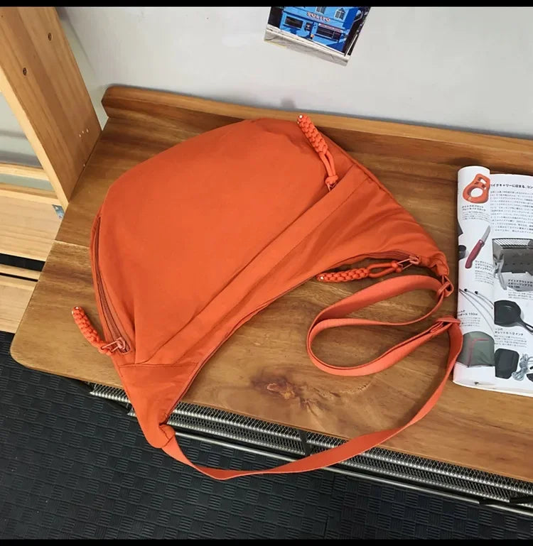 Trendy Women’s Soft Cloth Shoulder Bag | Solid Color Casual Crossbody & Hobo Bag for Students