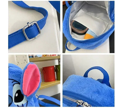 Disney Blue Stitch Plush Backpack – Large-Capacity Cartoon Bag for Kids & Kindergarten Gift