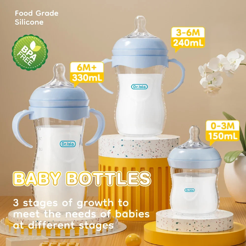 BPA-Free Baby Feeding Bottle - PP Newborn Milk Bottle with Handle, 150/240/330ml