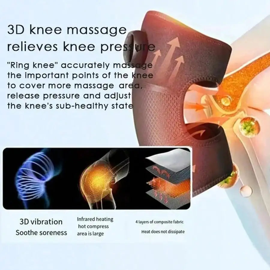 Heated Vibrating Knee Massage Pad - Rechargeable Adjustable Knee Warmer with LED Display