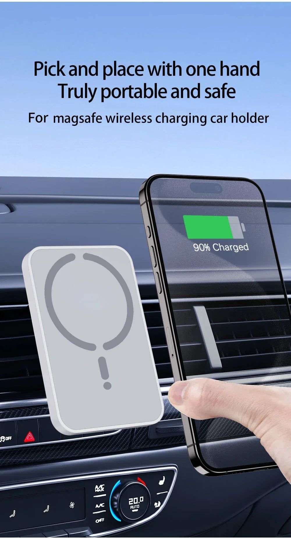 100W Magnetic Wireless Car Charger & Air Outlet Phone Holder — Fast Charging Station for iPhone 16/15/14/13/12 Pro Max