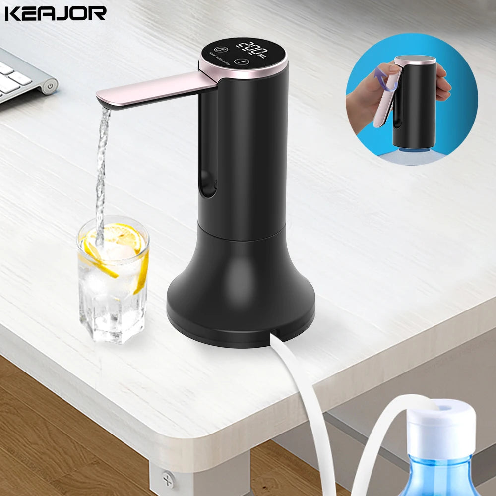 Electric Foldable Water Pump — Automatic Rechargeable Dispenser for 19L Gallon Bottles, Desktop Drinking Water Pump