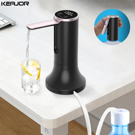 Electric Foldable Water Pump — Automatic Rechargeable Dispenser for 19L Gallon Bottles, Desktop Drinking Water Pump
