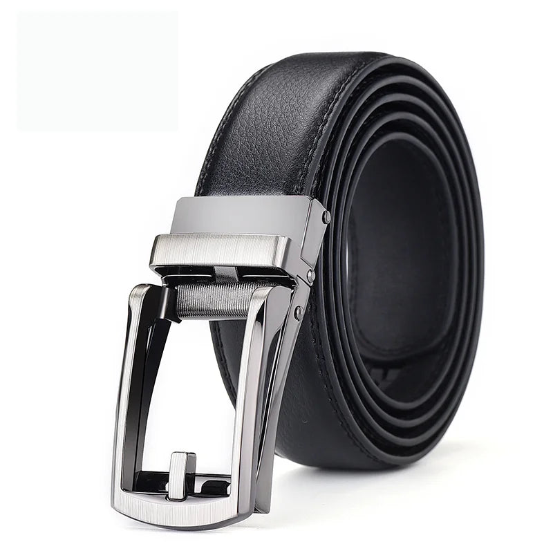 Men’s Top Quality Cowhide Leather Belt – Automatic Alloy Buckle Belt for Men