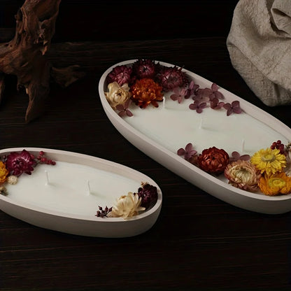 DIY Concrete Candle Boat Silicone Mold | Elliptical Gypsum Storage Tray | Candle Cup Mold