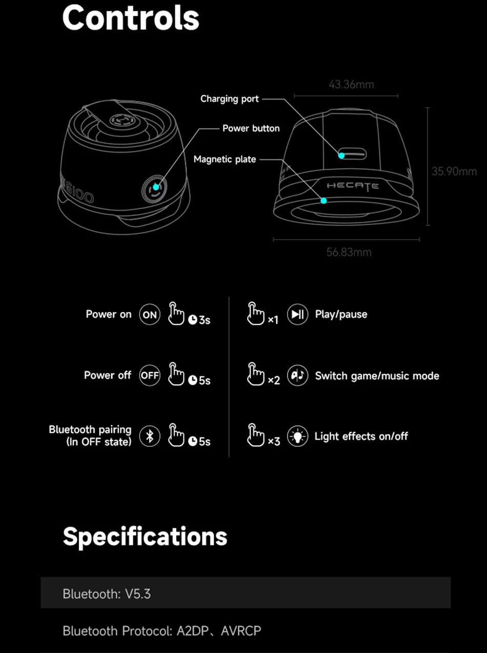 Edifier HECATE G200 Portable Bluetooth Speaker – RGB Lighting, BT5.3 Mini Sound Box with 7-Hour Playback & Phone Holder