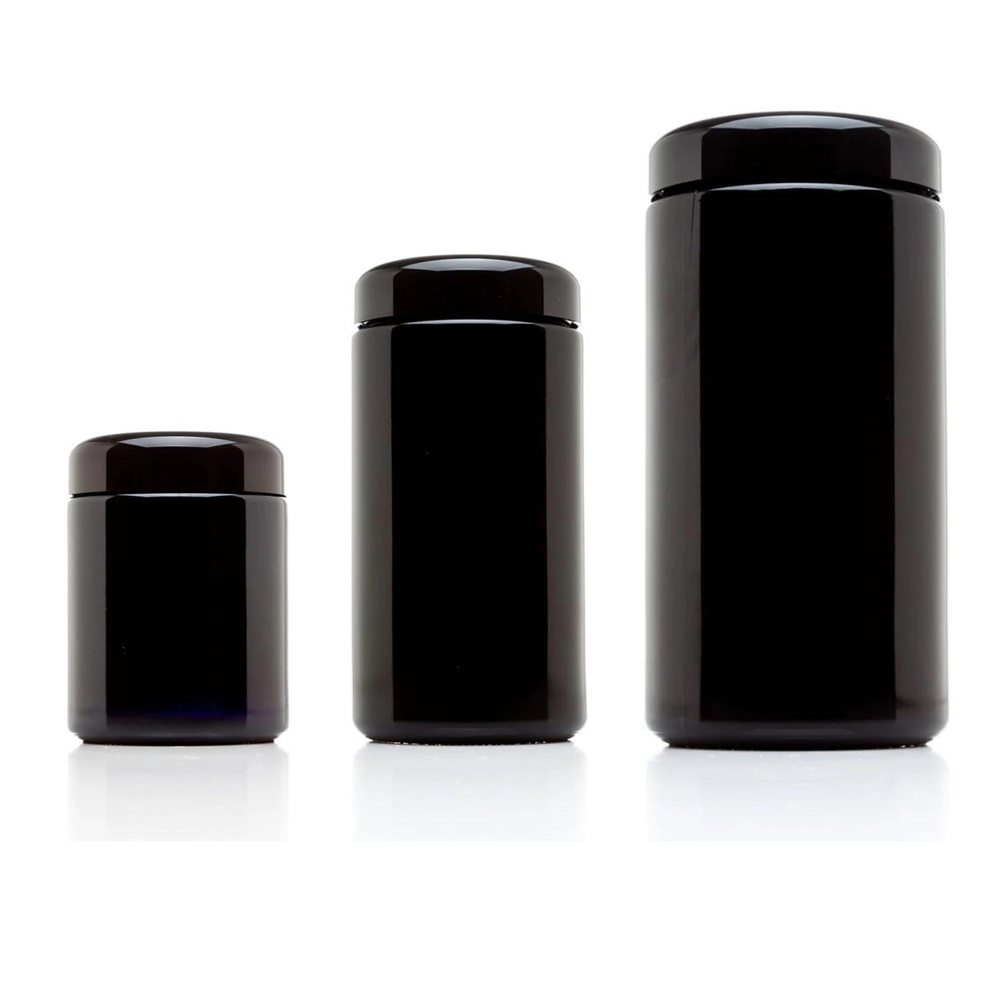 Airtight UV Glass Jar — Smell-Proof 1/2oz-1L Container with 2-Way 62% Humidity Pack to Keep Goods Fresh