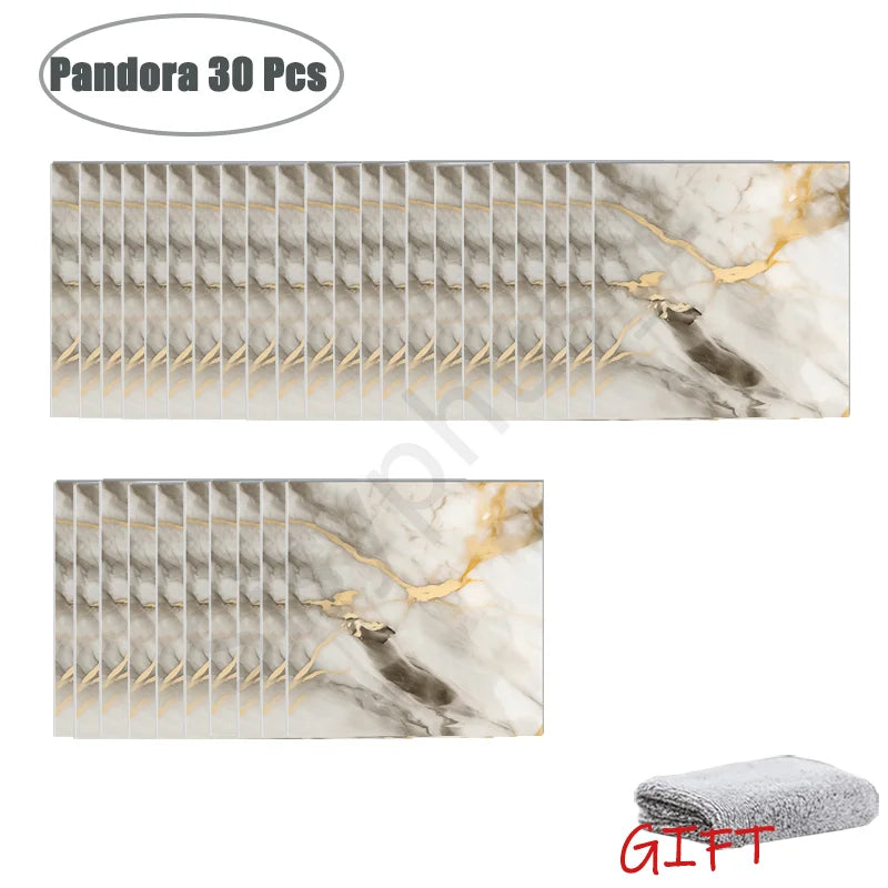 10-50Pcs PVC Marble Wall Stickers — Self-Adhesive Thickened Waterproof Tile Stickers for Bathroom Kitchen Floor Home Decor