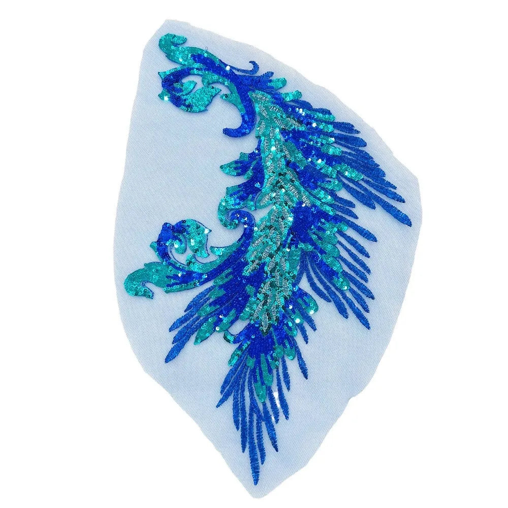 Phoenix Feather Sequin Embroidery Patch - DIY Clothing & Dress Applique Décor