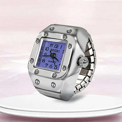 Kiss Jewelry Digital Quartz Finger Watch Ring – Mini Elastic Punk Style Clock Ring for Women, Men & Couple Teens Accessory