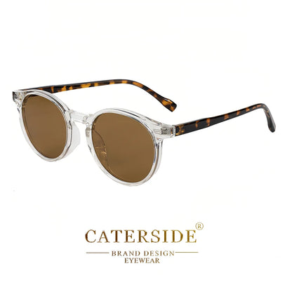 CATERSIDE Retro Polarized Round Sunglasses — TR90 & Acetate Vintage Shades for Men & Women, Punk Style Driving & Travel Sun Glasses