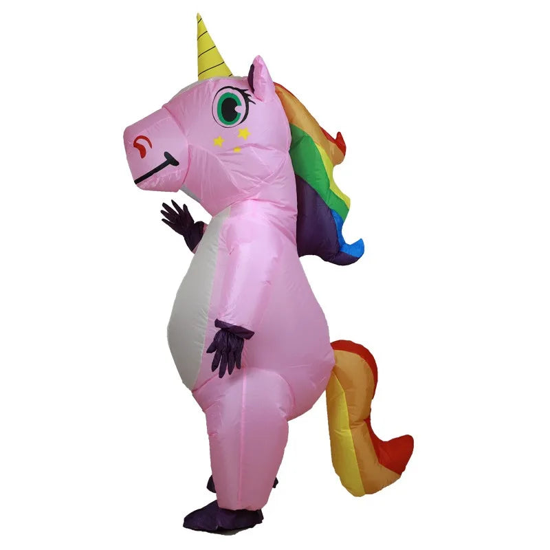 Pink Inflatable Unicorn Costume – Full-Body Anime Cosplay with Blower for Adults, Funny Party & Halloween