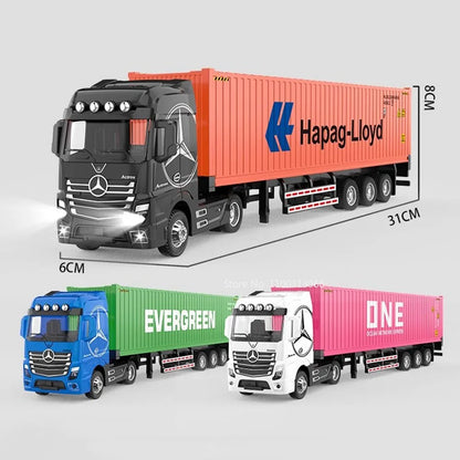 1:50 Diecast Transport Truck Model — Alloy Container Trailer with Doors, Light & Sound, Miniature Toy Gift for Kids