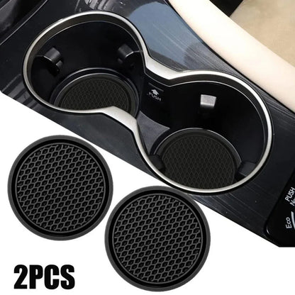 Universal Black Anti-Slip Car Cup Holder Coaster Pads – Interior Accessories for Most Vehicles