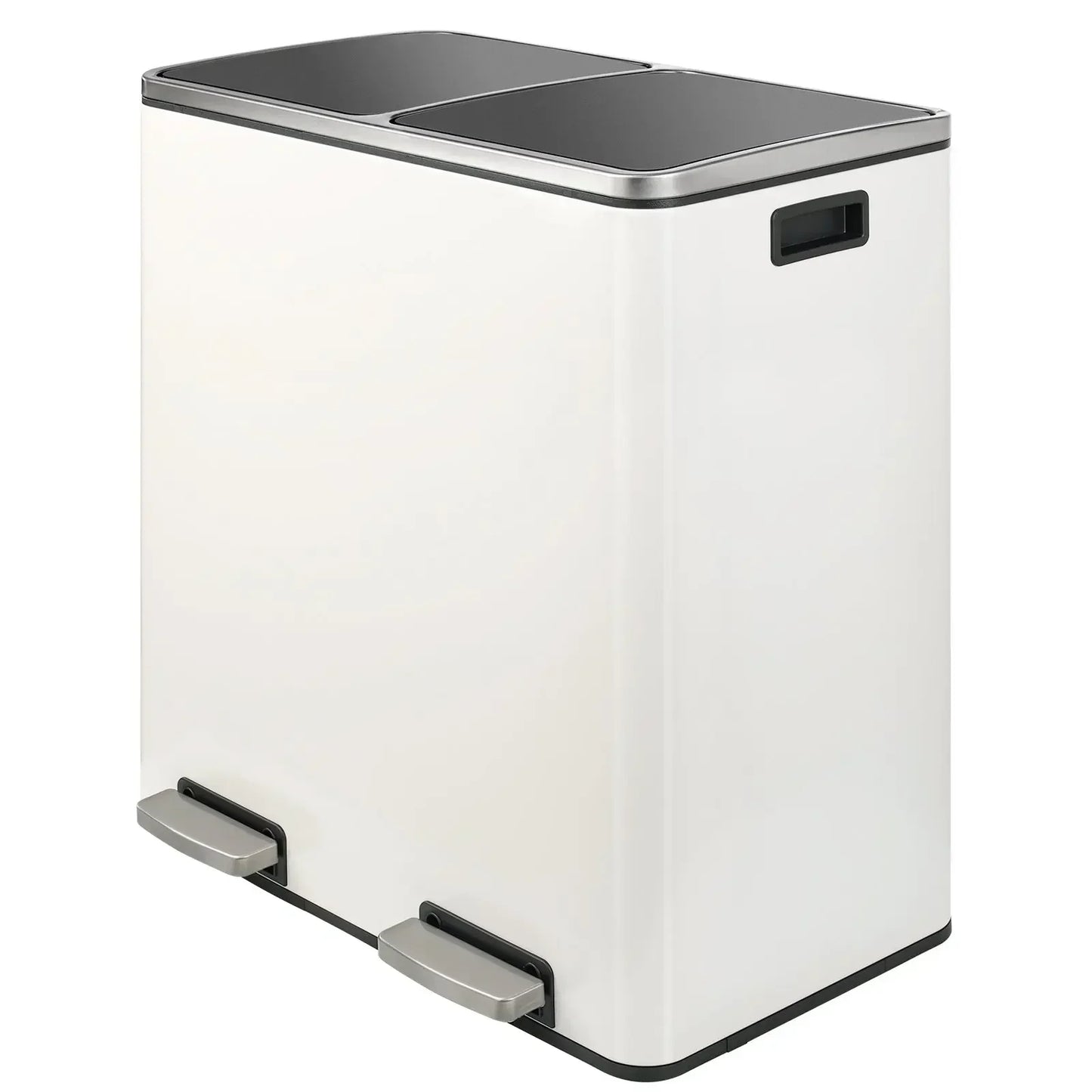 60L Dual Compartment Kitchen Step Trash Can – Hands-Free, Soft-Close Lid, Brushed Stainless Steel