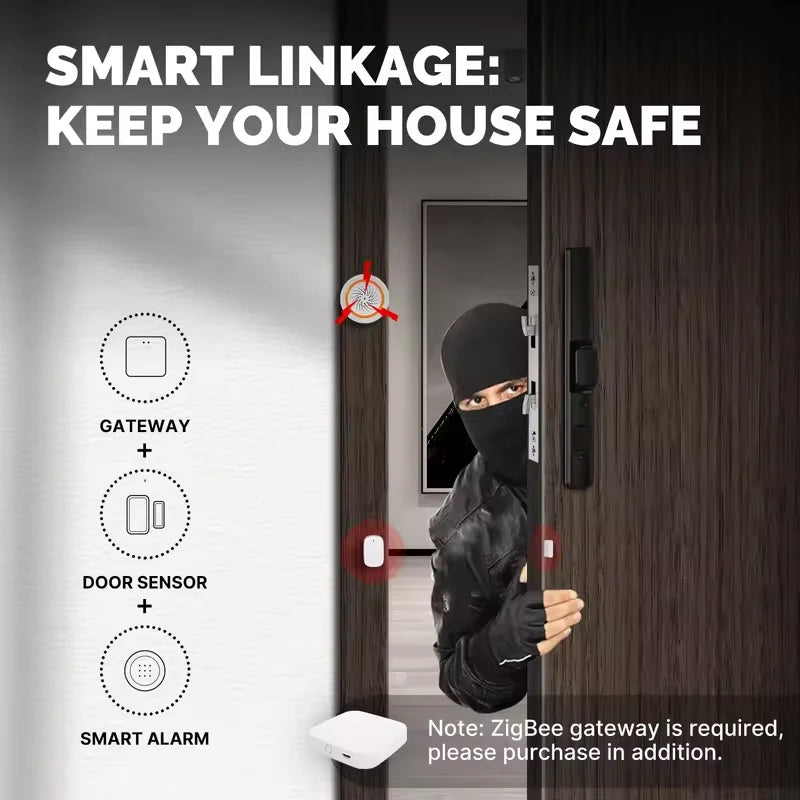 MOES Tuya ZigBee Smart Window & Door Sensor – Home Security Alarm Detector Compatible with Smart Life App, Alexa & Google Home