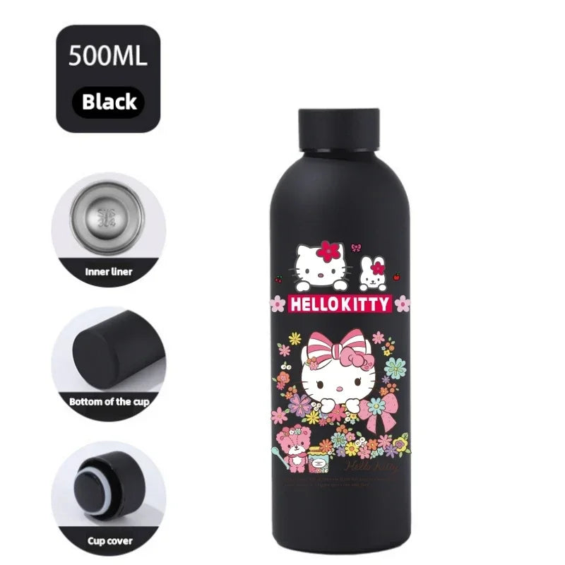 Sanrio Hello Kitty Insulated Sport Bottle — Double-Layer Stainless Steel Vacuum Cup, Small Mouth Coffee Bottle, Angel Color Frosted Finish