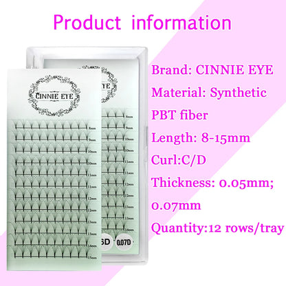 10D Premade Volume Eyelash Fans – Long Stem 3D-6D Pointy Base False Lash Clusters