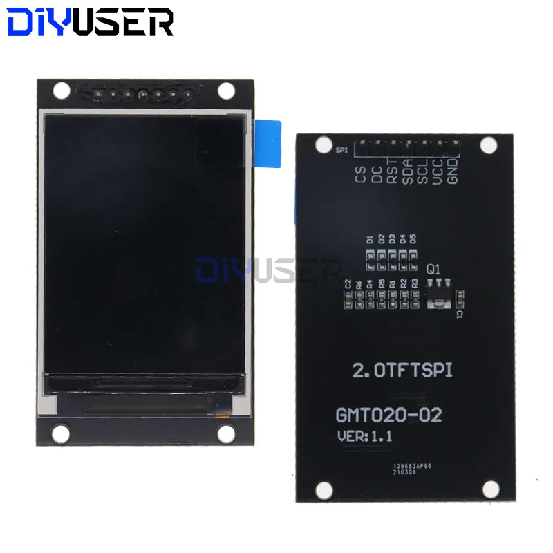 2.0" TFT LCD Display Module - ST7789V 240×320 Full-Color SPI Screen for Arduino Electronics Projects