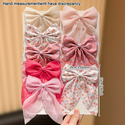 8pcs Pink Bow Hair Clips - Sweet Women’s Hair Accessories for Everyday Wear, Dates, and Gifts