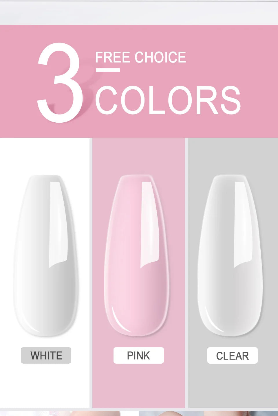 40ml Crystal Liquid & 45ml Acrylic Powder Set – Pink, White, Transparent Acrylic Powder Kit for Beginners Nail Art