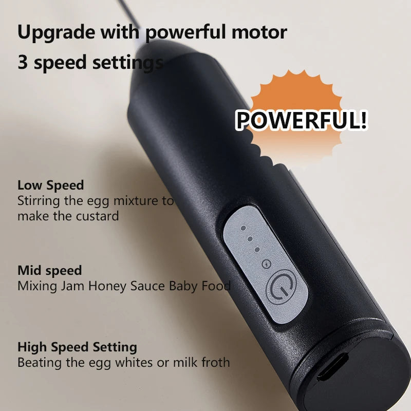 Upgraded USB Rechargeable Electric Milk Frother & Egg Beater – 3-Speed Handheld Mini Coffee Blender for Espresso & Kitchen Use