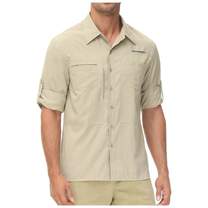 Men's UPF 50+ Fishing Shirt – Lightweight Long Sleeve Sun Protection Shirt with Breathable Mesh Back