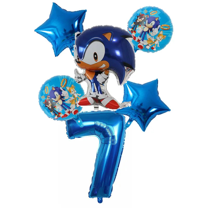 Sonic Cartoon Party Supplies Set – Disposable Tableware with Plates, Cups, Napkins & Balloons for Boys’ Birthday & Baby Shower Decor